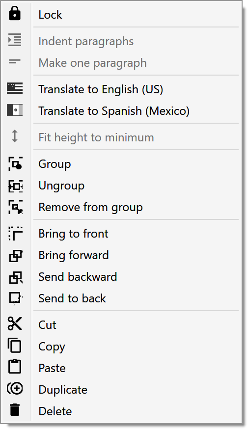 Current bilingual-box right-click menu.
