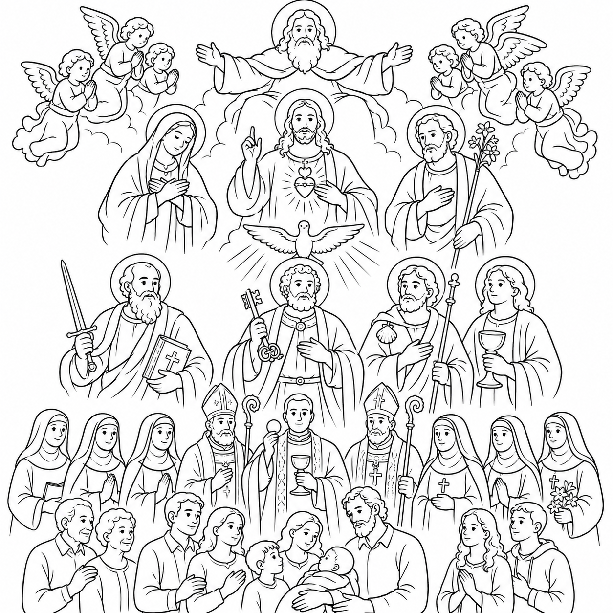 Matching Heavenly Assembly coloring page